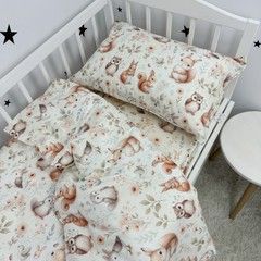 Постільна білизна у дитяче ліжечко 120х60 см Oh My Kids &laquo;Лисички Совенята&raquo; ранфорс