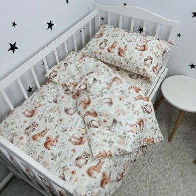 Постільна білизна у дитяче ліжечко 120х60 см Oh My Kids &laquo;Лисички Совенята&raquo; ранфорс