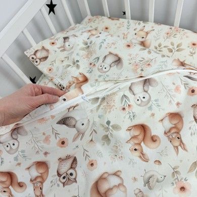 Постільна білизна у дитяче ліжечко 120х60 см Oh My Kids &laquo;Лисички Совенята&raquo; ранфорс