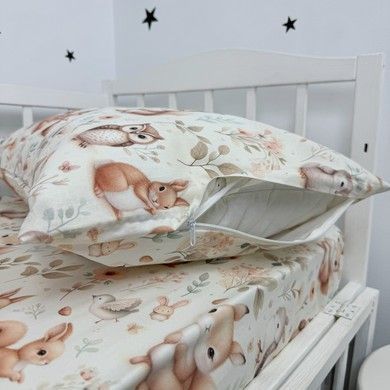 Постільна білизна у дитяче ліжечко 120х60 см Oh My Kids &laquo;Лисички Совенята&raquo; ранфорс