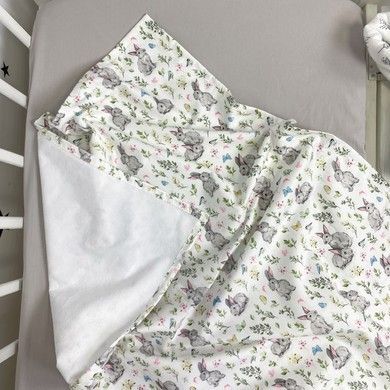Большая непромокаемая пеленка 95х75 см Oh My Kids "Зайчики" серый