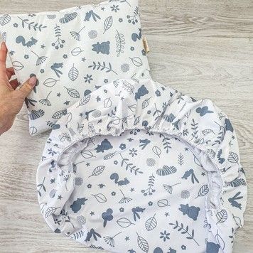 Непромокаюча простинь на резинці + подушка в коляску Oh My Kids "Білочки"