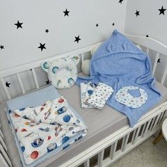 Подарочный комплект для новорожденного "Машинки ретро" голубой