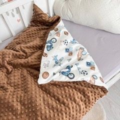 Всесезонный детский плед-одеяло Oh My Kids &laquo;Ретро машинки&raquo; коричневый