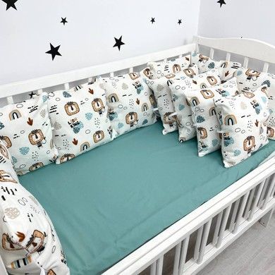 Бортики подушки в дитяче ліжечко 6 шт Oh My Kids "Леви" фланель