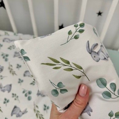 Сатинова постільна білизна в ліжечко 120х60 см Oh My Kids "Cute Rabbits" (підковдра 120х90 см)