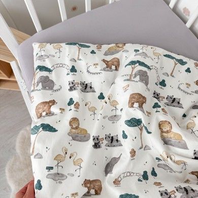 Конверт-ковдра всесезонна на виписку для новонародженого Oh My Kids &laquo;Зоопарк&raquo; коричневий