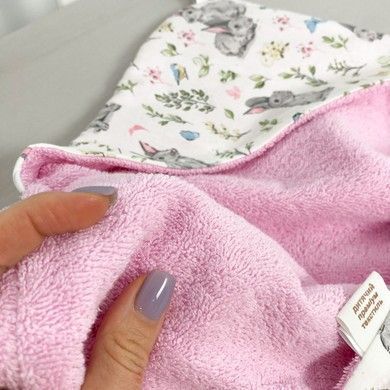 Махровое полотенце для девочки 70х70 см Oh My Kids "Зайчики" розовый