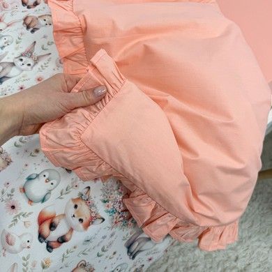 Підковдра з рюшами дитяча 120х90 см Oh My Kids &laquo;Лисички Зайчики&raquo; ранфорс персиковий