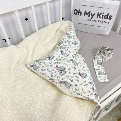Всесезонний дитячий конверт-плед Oh My Kids "Зайчики" молочний