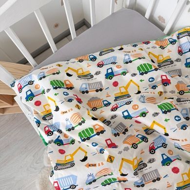 Конверт зі зйомним утеплювачем на виписку для хлопчика Oh My Kids &laquo;Різнокольорові Машинки&raquo; зелений
