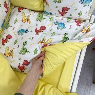 Комплект бортики+постільна білизна в дитяче ліжечко Oh My Kids &laquo;Динозаврики&raquo;