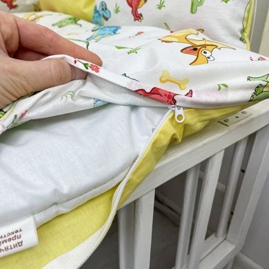 Комплект бортики+постільна білизна в дитяче ліжечко Oh My Kids &laquo;Динозаврики&raquo;