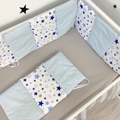 Бортики в ліжечко плоскі Oh My Kids «Блакитні зірки»