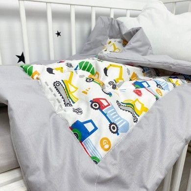 Плед для хлопчика сезон осінь-зима-весна 100х80 см Oh My Kids "Машинки" сірий