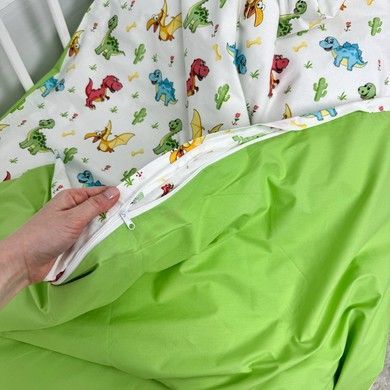 Постельное белье в кроватку 120х60 см для мальчика Oh My Kids &laquo;Динозаврики&raquo; зеленый