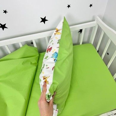 Постельное белье в кроватку 120х60 см для мальчика Oh My Kids &laquo;Динозаврики&raquo; зеленый