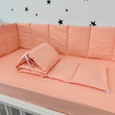 Защитные детские бортики в кроватку 120х60 см для девочки Oh My Kids Персиковый