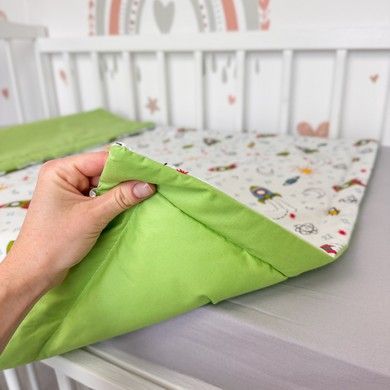 Натуральний дитячий плед 100х80 см для хлопчика Oh My Kids "Ракети" зелений