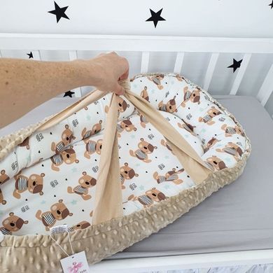 Кокон для новонародженого знімним матрацом і ручками "Teddy bears"