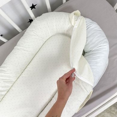 Кокон позиционер для новорожденного Soft OMK "Milk Dots" со съемным чехлом