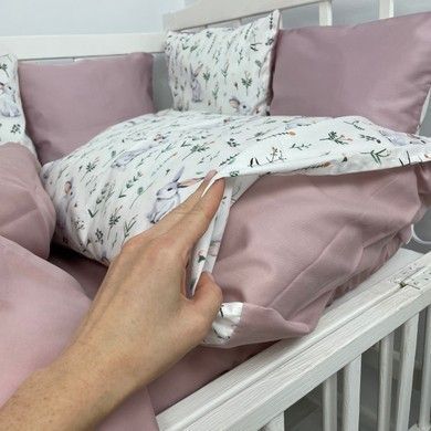 Сатиновый комплект в детскую кроватку Oh My Kids "Зайчики"