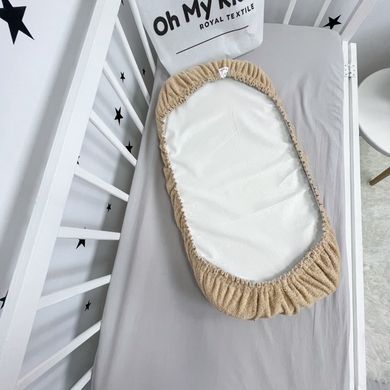 Махрова простиня в коляску на резинці Oh My Kids колір бежевий