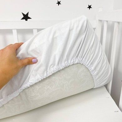 Дитяча простинь на резинці 120х60 см Oh My Kids біла однотонна
