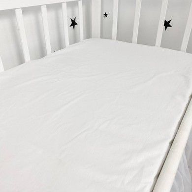 Дитяча простинь на резинці 120х60 см Oh My Kids біла однотонна