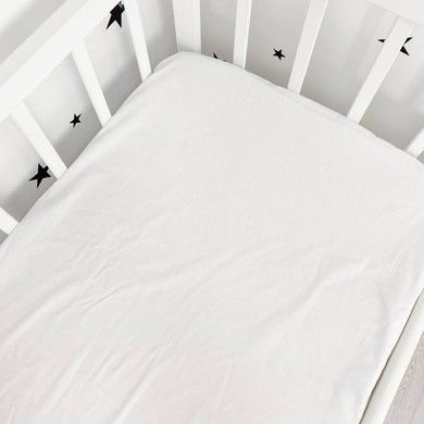 Дитяча простинь на резинці 120х60 см Oh My Kids біла однотонна