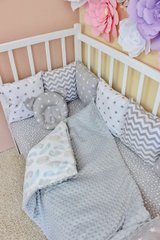 Бортики в дитяче ліжечко 120х60 см "Simple Gray" (комплект 12 бортиків)