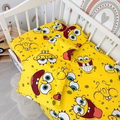 Дитяча підковдра на блискавці 120х90 см Oh My Kids "Спанч Боб" 100% бавовна