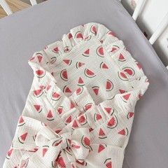 Конверт на выписку муслин с рюшами Oh My Kids "Арбушки" белый фон