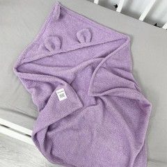 Махровий рушник з куточком для новонароджених 70х70 см Oh My Kids Ліловий