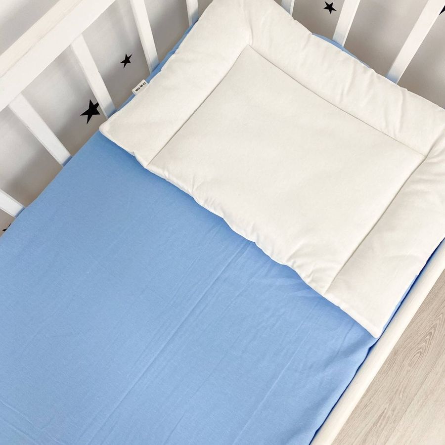 Тепла фланелева простинь на резинці 120х60 см Oh My Kids однотонна блакитна